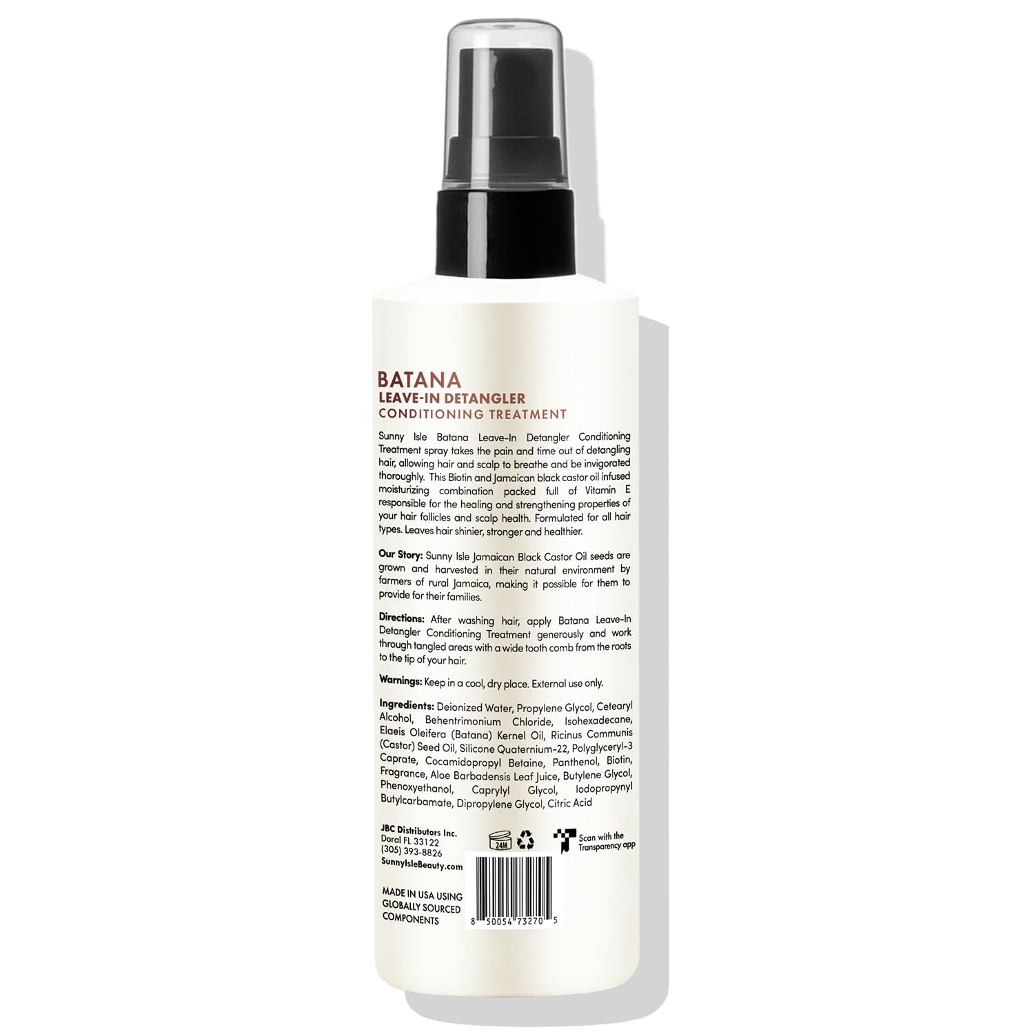 Sunny Isle Batana Leave-In Detangler in-use on brushed hair