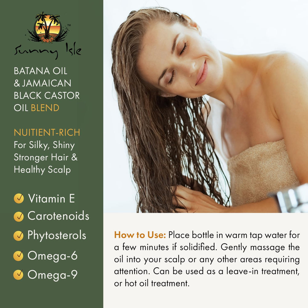 Sunny Isle Batana Oil hands massage for hydrating scalp and hair.