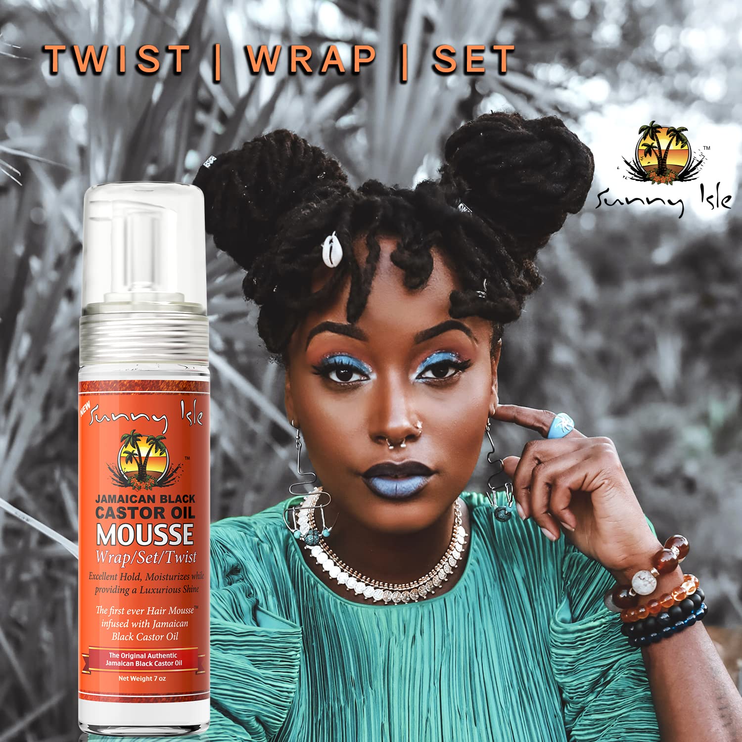 Shine and volume finish yields vibrant, healthy-looking curls after wrap sets with Sunny Isle.