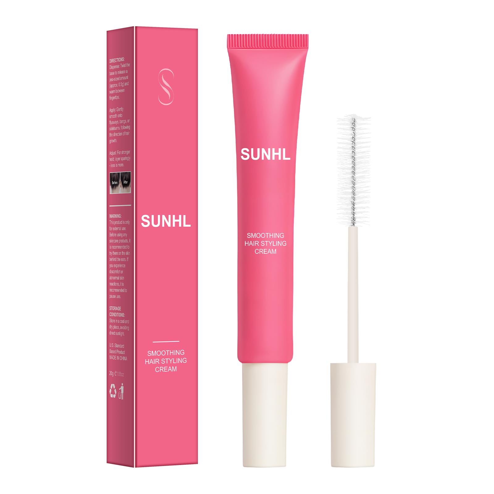 Sunnyholiday Styling Cream bottle pour shows easy, mess-free application for quick touch-ups.