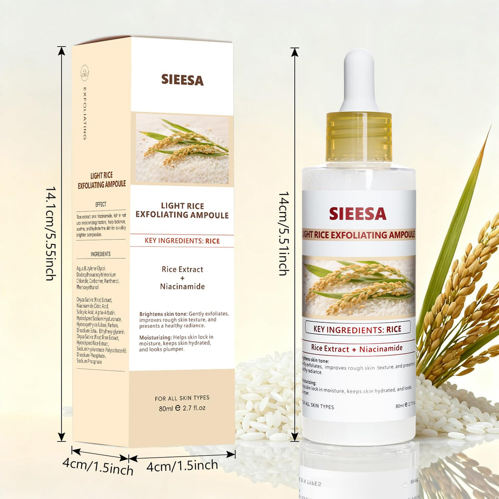 Sunohyesla Rice Peel Shot glass bottle beside water hints at hydration benefits