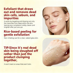 Sunohyesla Rice Peel Shot texture swatch reveals creamy exfoliant suitable for sensitive skin