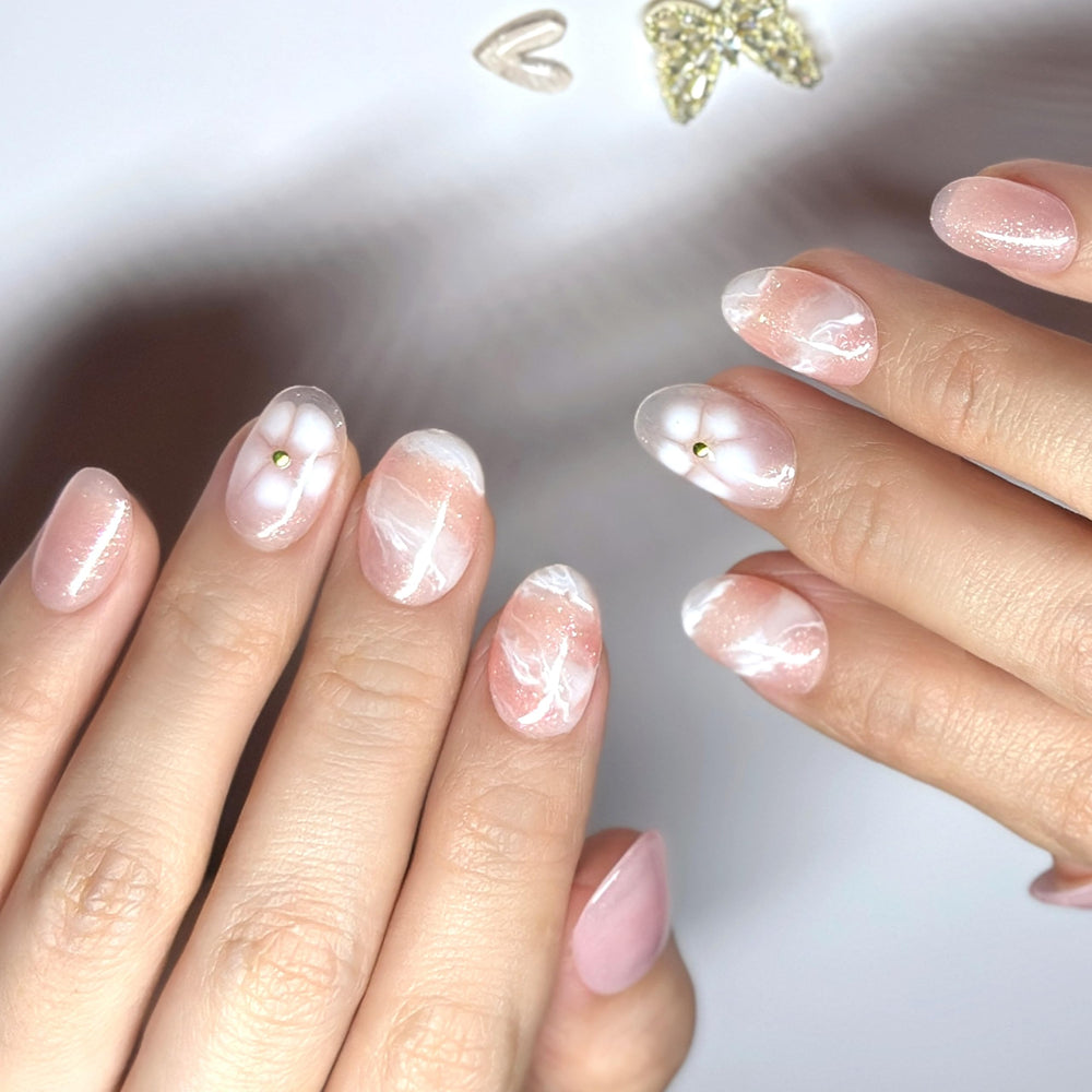SUNRUBY Rose Luminesse full set on hand shows comfortable fit for wider nail beds