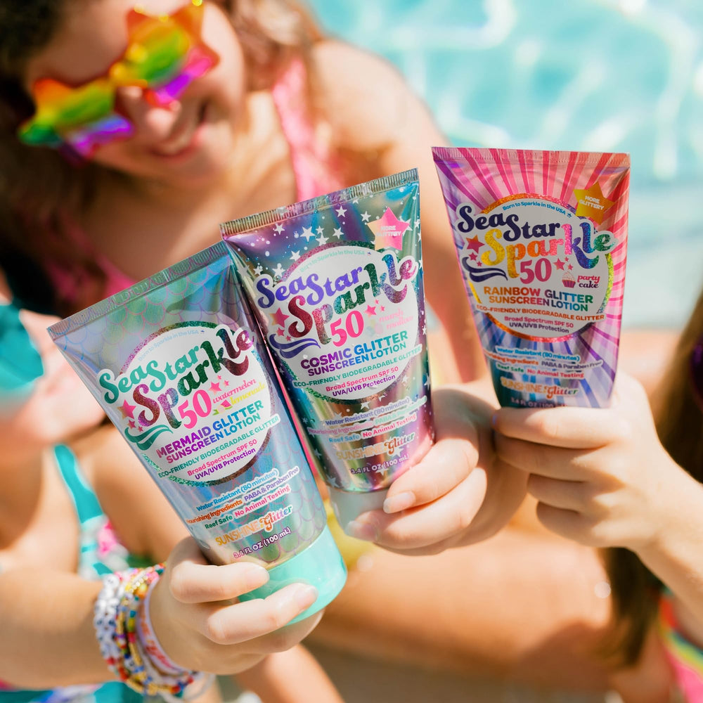 Sunshine & Glitter Seastar made-in-USA packaging signals quality.
