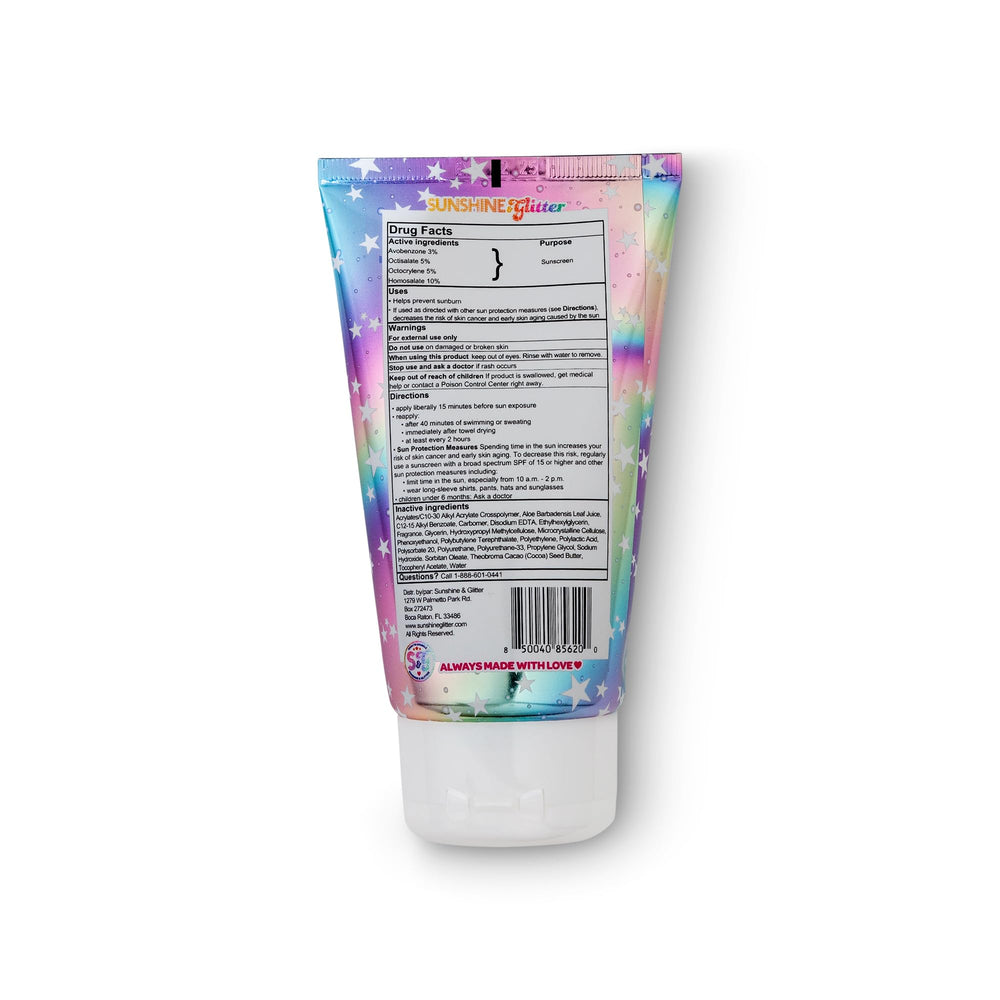 Sunshine & Glitter Seastar SPF 50 broad-spectrum protection during outdoor play.