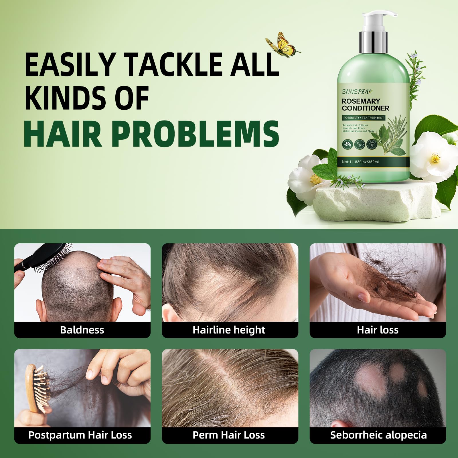 Sunspeak Rosemary Conditioner after use showing soft, shiny hair