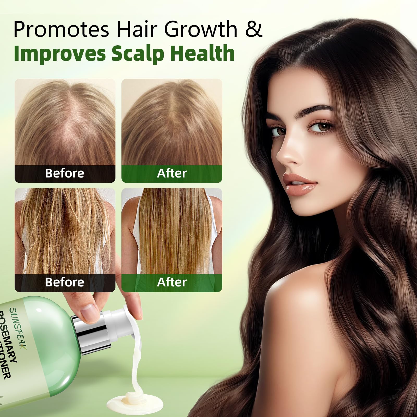 Sunspeak Rosemary Conditioner ingredients with tea tree oil and rosemary for scalp nourishment