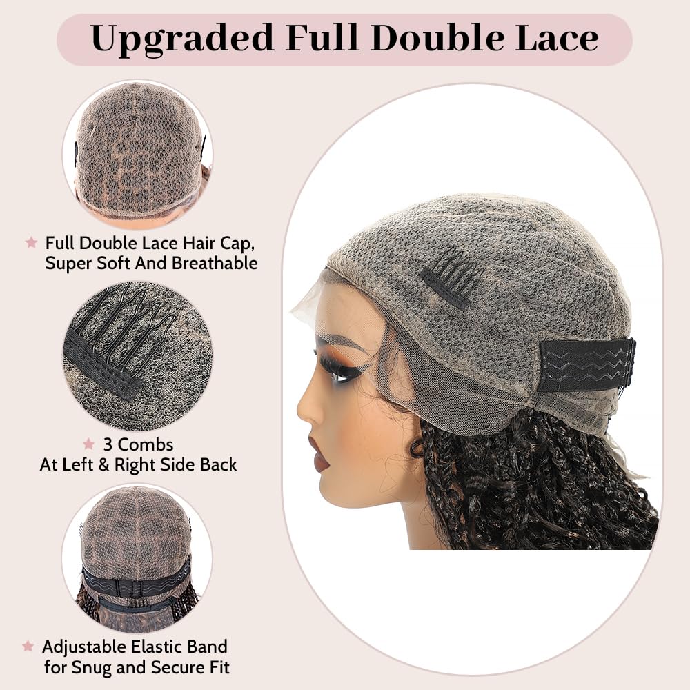 Suntefic short boho braided wig, cap structure with adjustable band