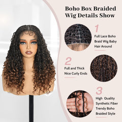 Suntefic short boho braided wig, lace detail showing breathable Swiss lace
