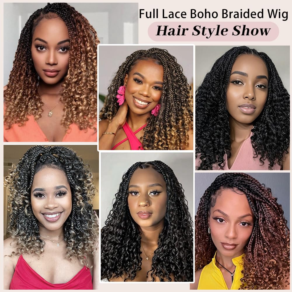 Suntefic short boho braided wig packaging with wig cap included