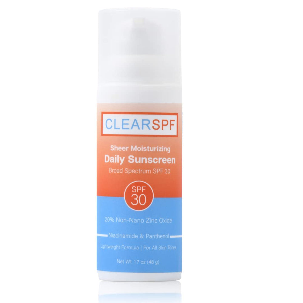 Suntegrity ClearSPF texture close-up shows a sheer, silky finish