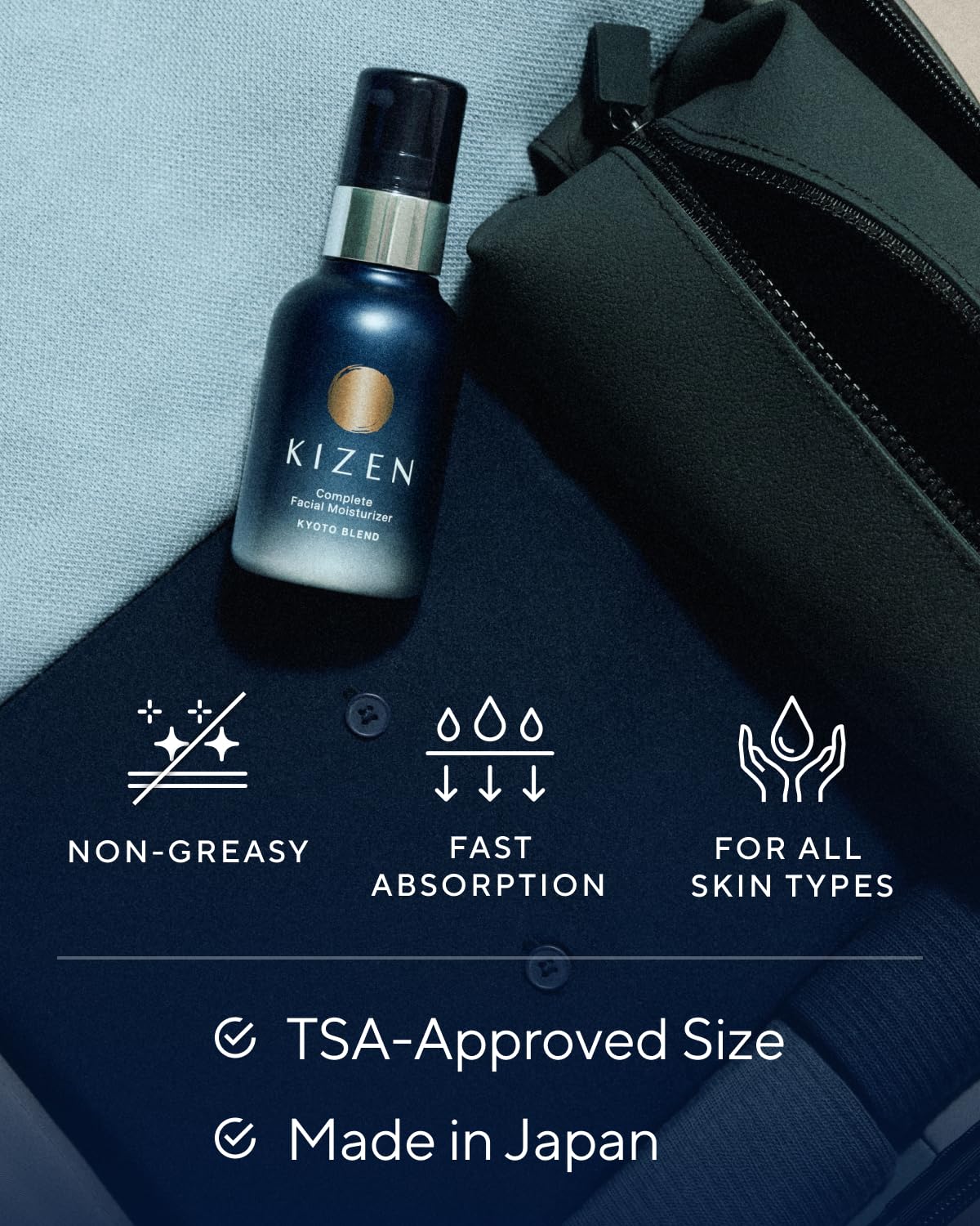 Hands applying Suntory Wellness all-in-one moisturizer in a daily routine.
