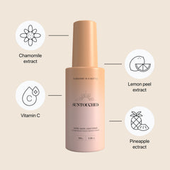 Suntouched sun hair lightener being applied to dark hair for gradual lightening.