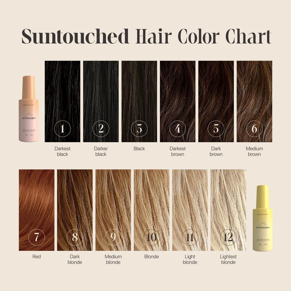Suntouched spray being combed through hair for even distribution.