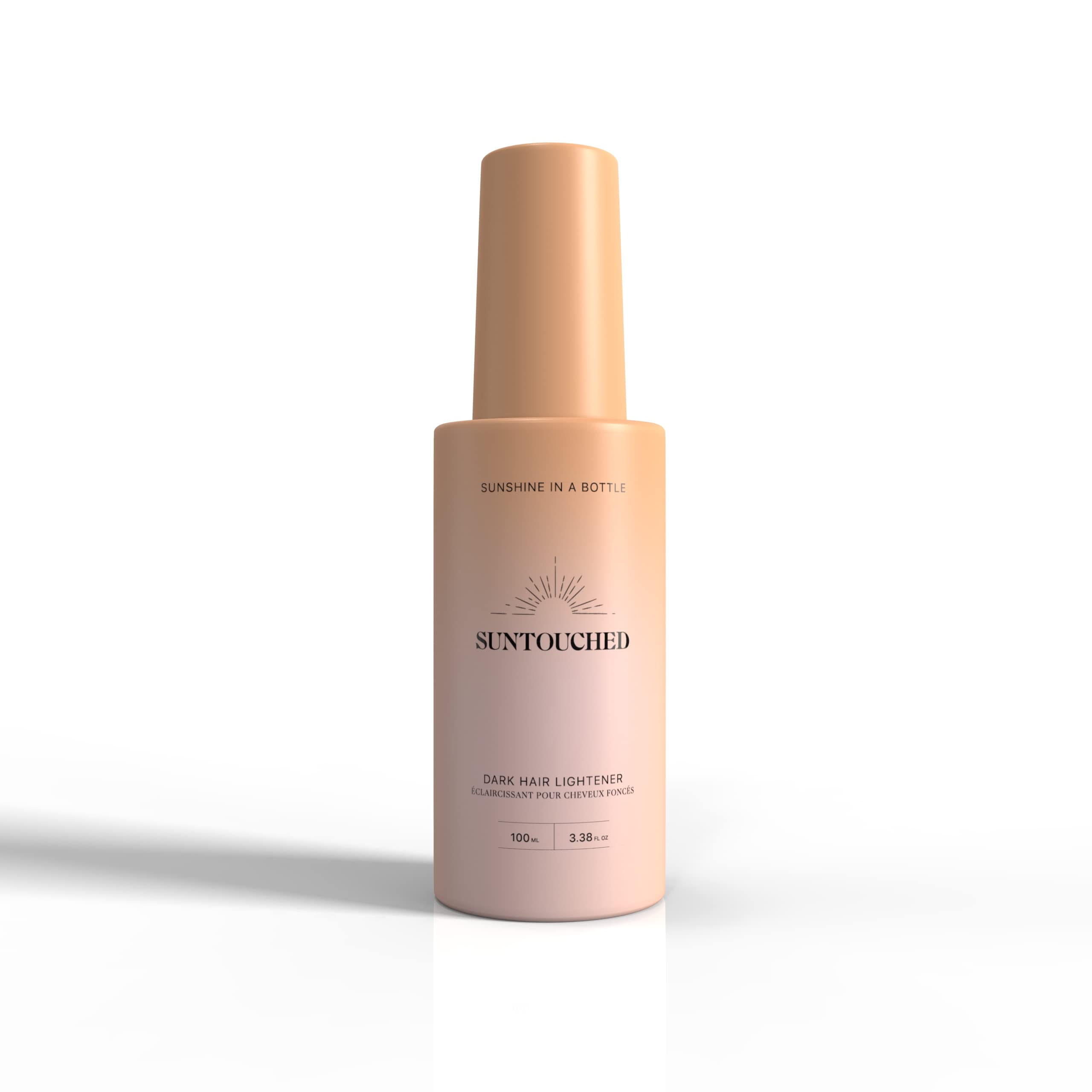 Suntouched Sun Hair Lightener bottle in sunlight for easy at-home highlights.