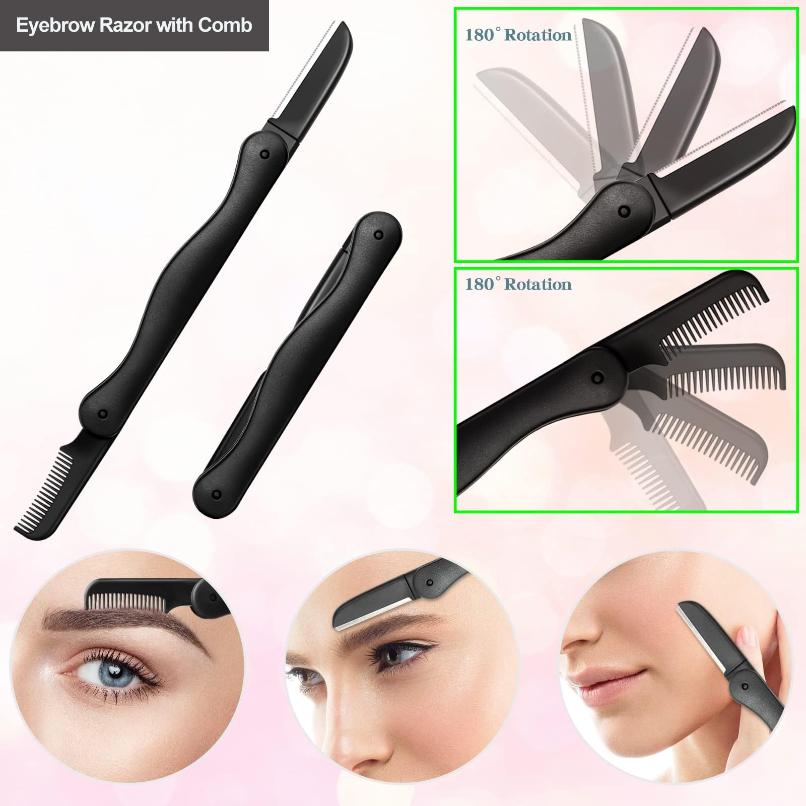Sunuly stainless steel eyebrow razor with protective sleeve for durability