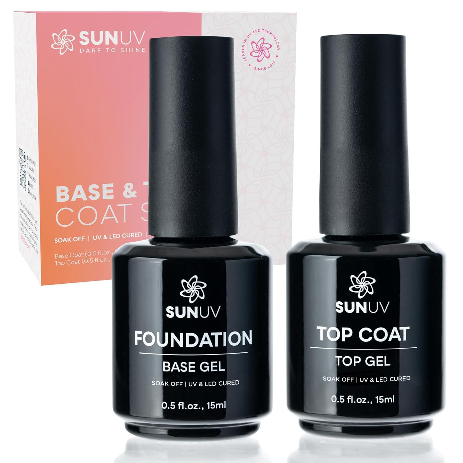 SUNUV base coat no wipe 15ml for quick, clean gel nail base.