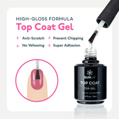 SUNUV glossy finish 15ml provides long-lasting high shine.