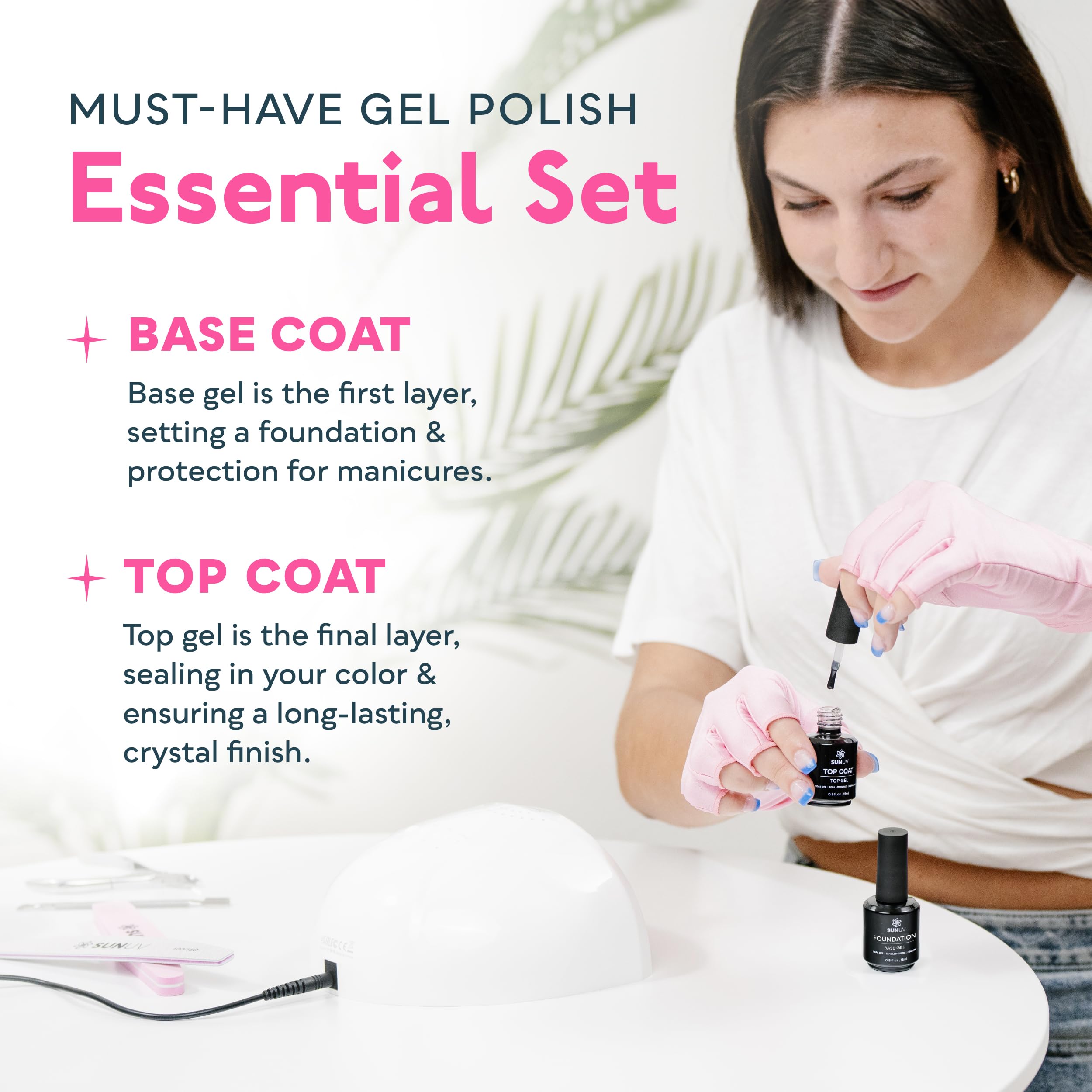 SUNUV top coat no wipe 15ml delivers glass-like, durable shine.