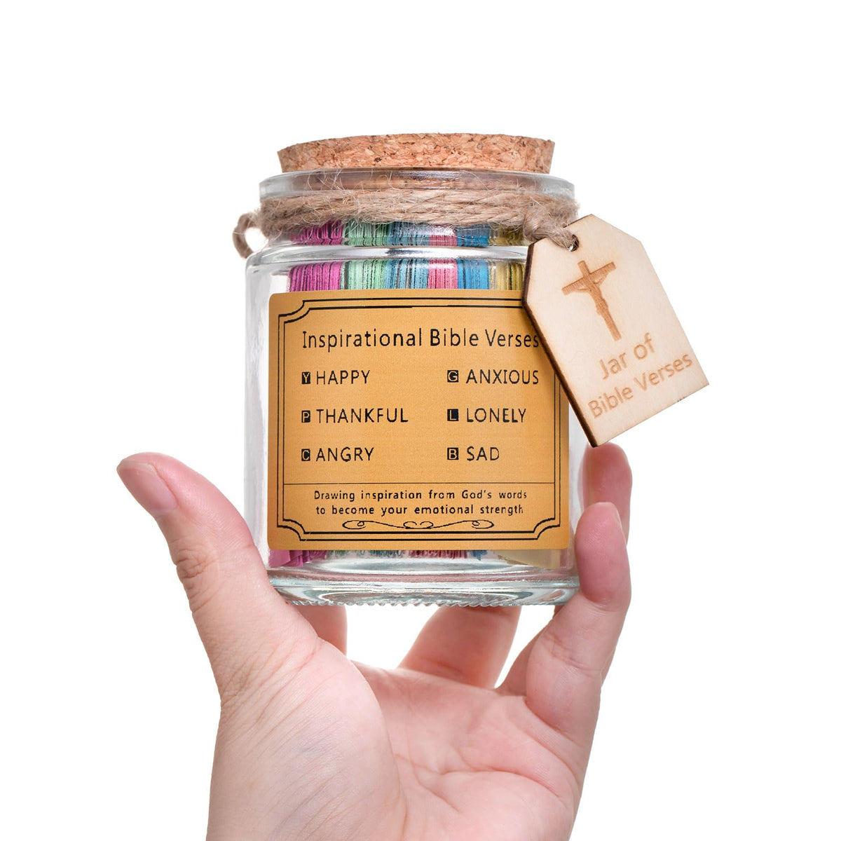 suokuomax Jar of Bible Verse glass cork with color coded verses for daily inspiration