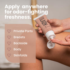 Super & Fresh Co. packaging highlights aluminum-free formula for sensitive skin.