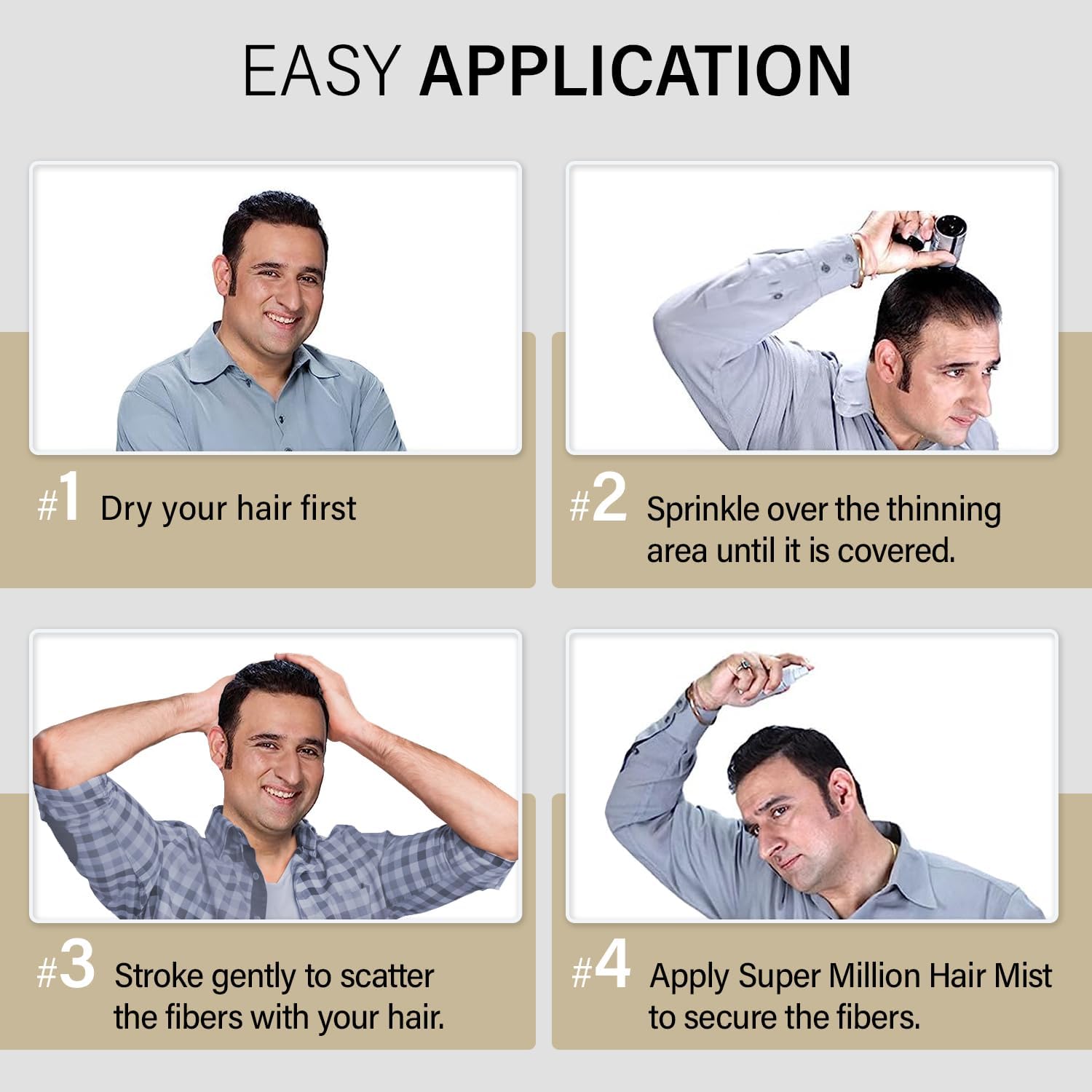 Before and after effect with SMH fibers for fuller look.