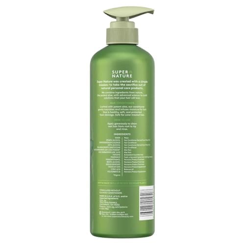 Super Nature Potent Aloe conditioner being poured for smooth hair care.