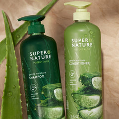 Super Nature Shampoo lather close-up illustrating gentle cleansing for dry hair