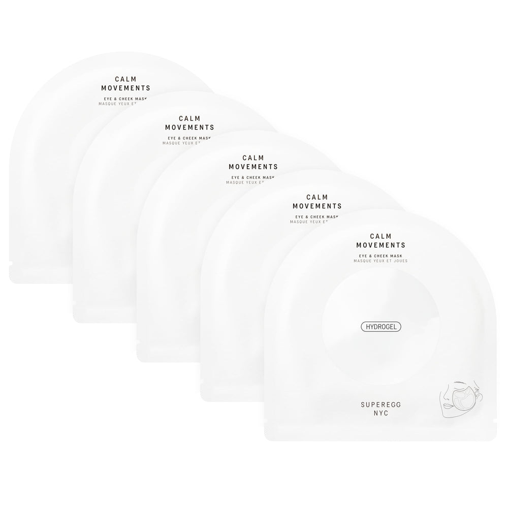 SUPEREGG Calm Movements eye and cheek mask pack of five for soothing hydration.