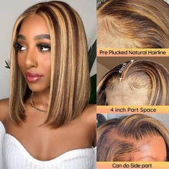 Superfect Ombre Honey Blonde Bob Wig side view shows volume and secure glueless fit