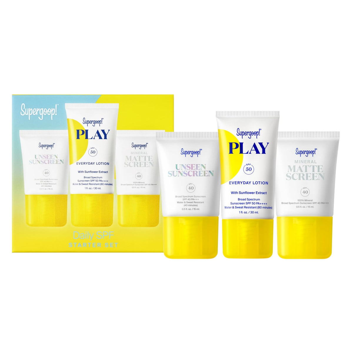 Supergoop Daily SPF Starter Kit cover image showing versatile sun protection options.