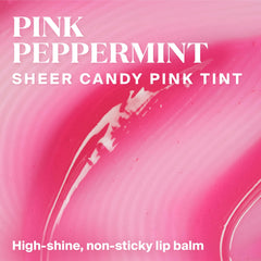 Close-up shows Supergoop Glow Gloss tinted balm in sheer candy pink.