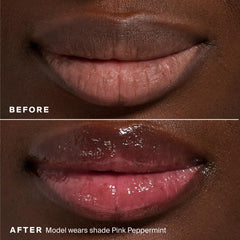 Supergoop Glow Gloss swatch reveals sheer pink tint and high shine.