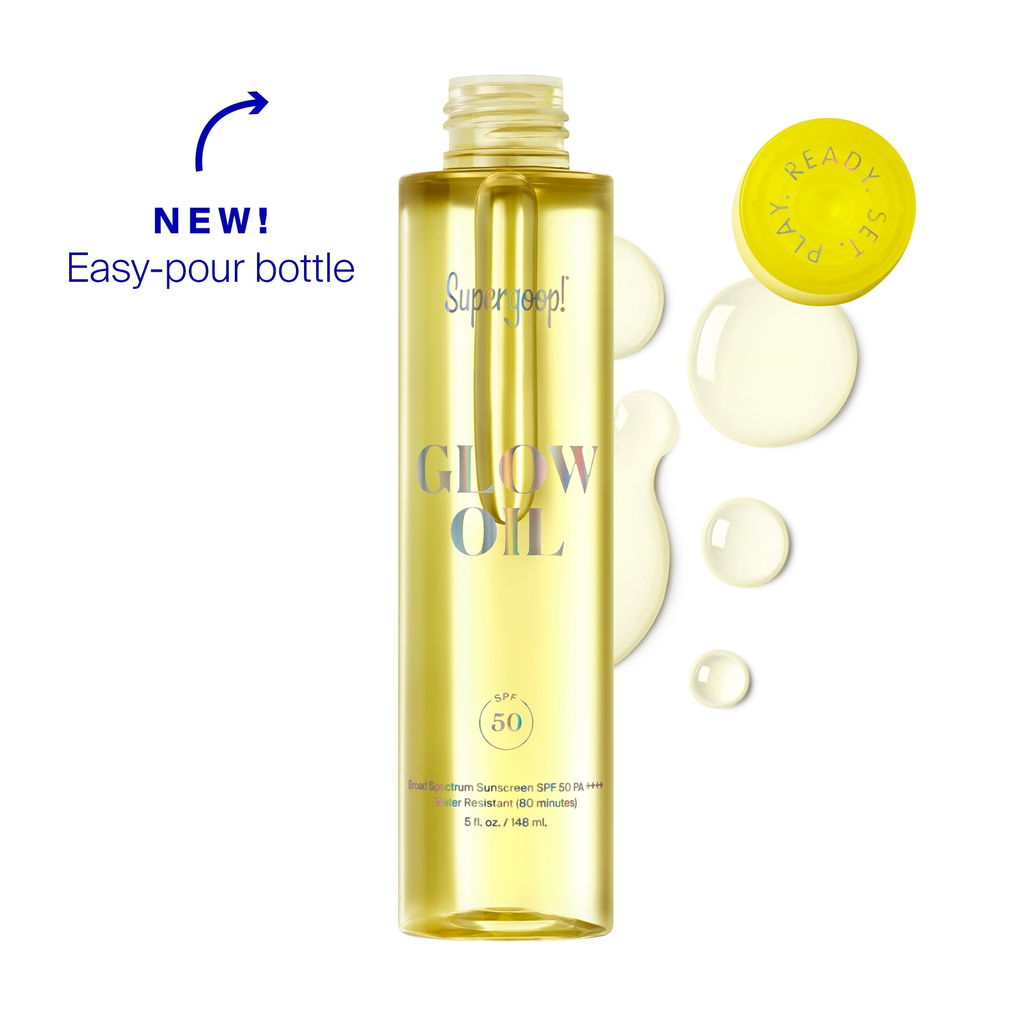 Glow Oil SPF 50 applied to face and body for luminous glow.