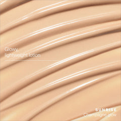 Glowscreen's pearlescent finish on skin creates a dewy glow.