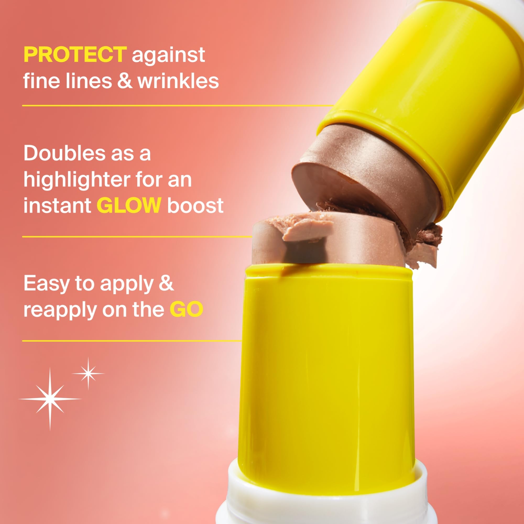 Supergoop! Glowscreen Sunlighter Stick Sunrise turmeric aiding even tone.