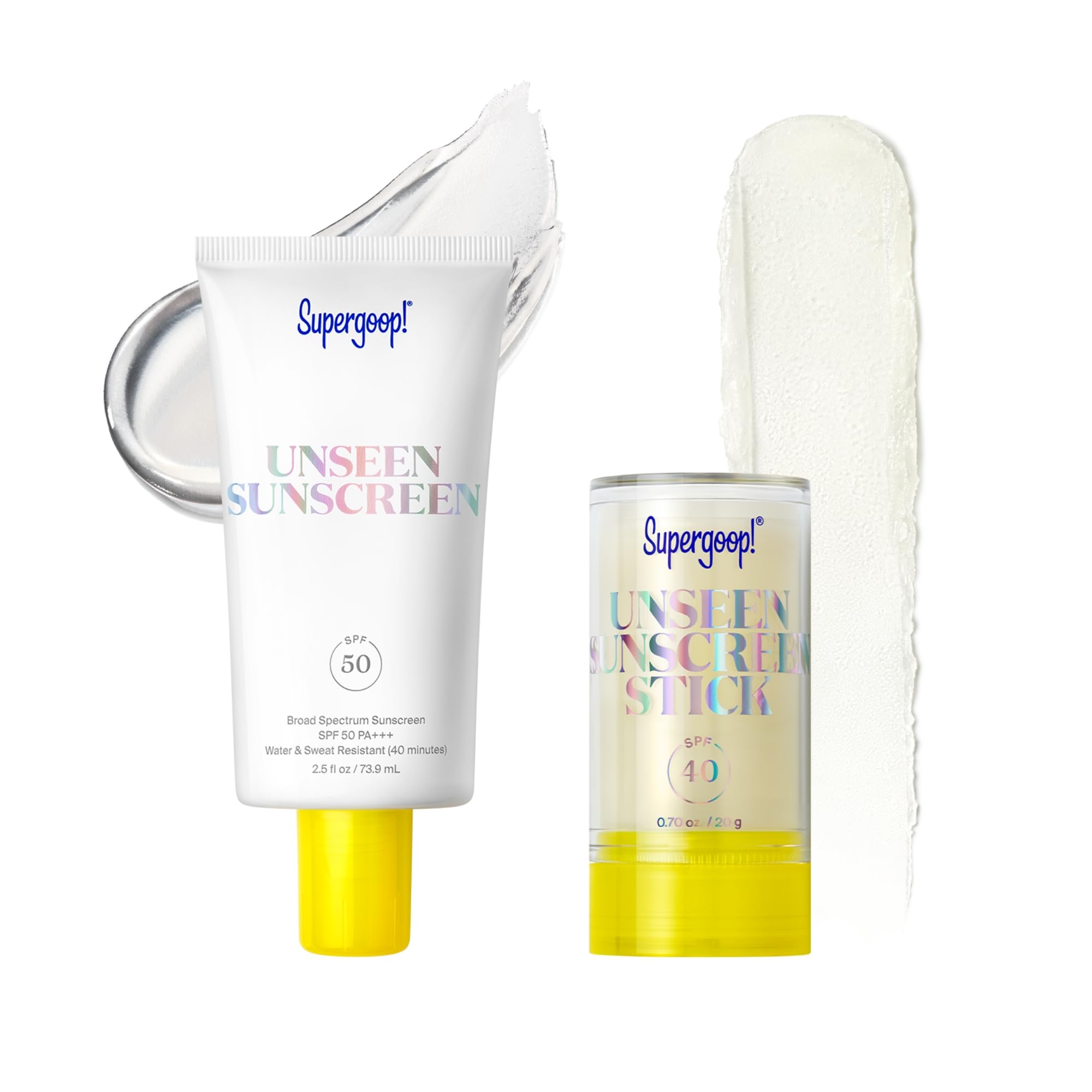 Supergoop Invisible Icons Set stick close-up for portable SPF touchups.