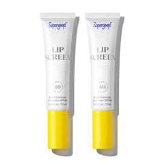 Supergoop Lipscreen Shine SPF 40 bottle close-up, clear gloss with broad protection