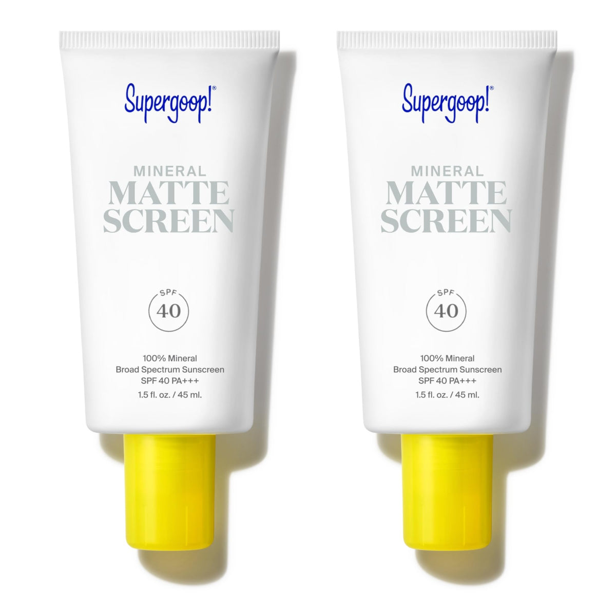 Supergoop Mineral Mattescreen bottle closeup shows oil-free matte finish.