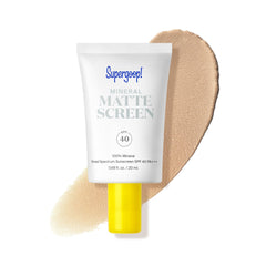 Supergoop! Mineral Mattescreen bottle front shows matte finish and SPF 40 protection