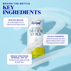 Supergoop! Mineral Sheer Stick SPF 30 blur finish with silica powder