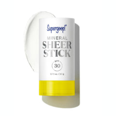 Supergoop! Mineral Sheer Stick SPF 30 on-face application with a natural finish