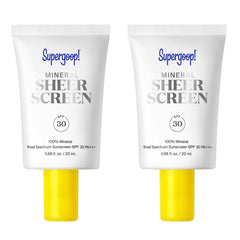 Supergoop! Mineral Sheerscreen pack of 2 bottles provides sheer, weightless protection.