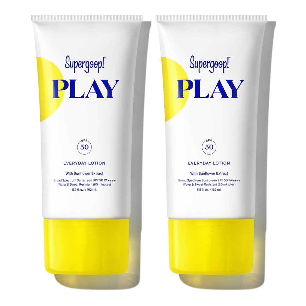 Supergoop! PLAY Everyday Lotion bottle showing lightweight sun protection for face and body during activity