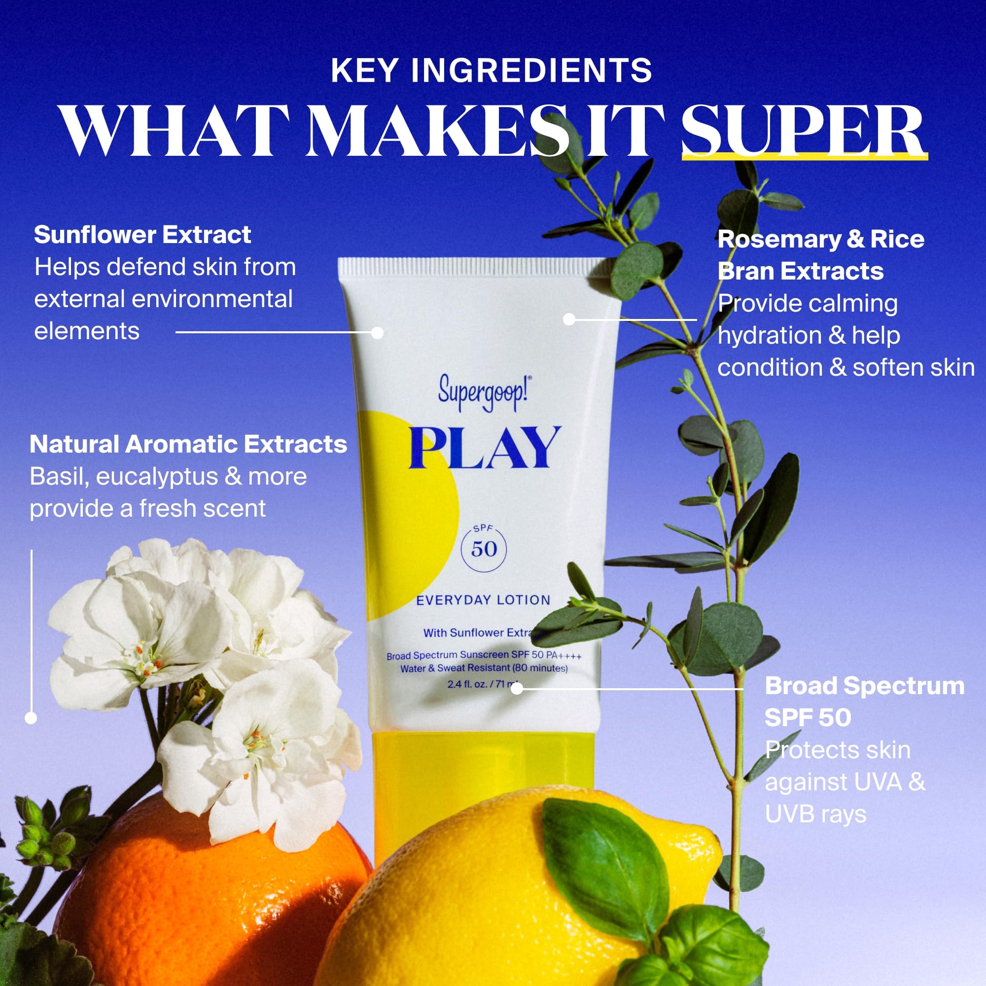 Supergoop PLAY Everyday Lotion SPF 50 dispense shot for easy application