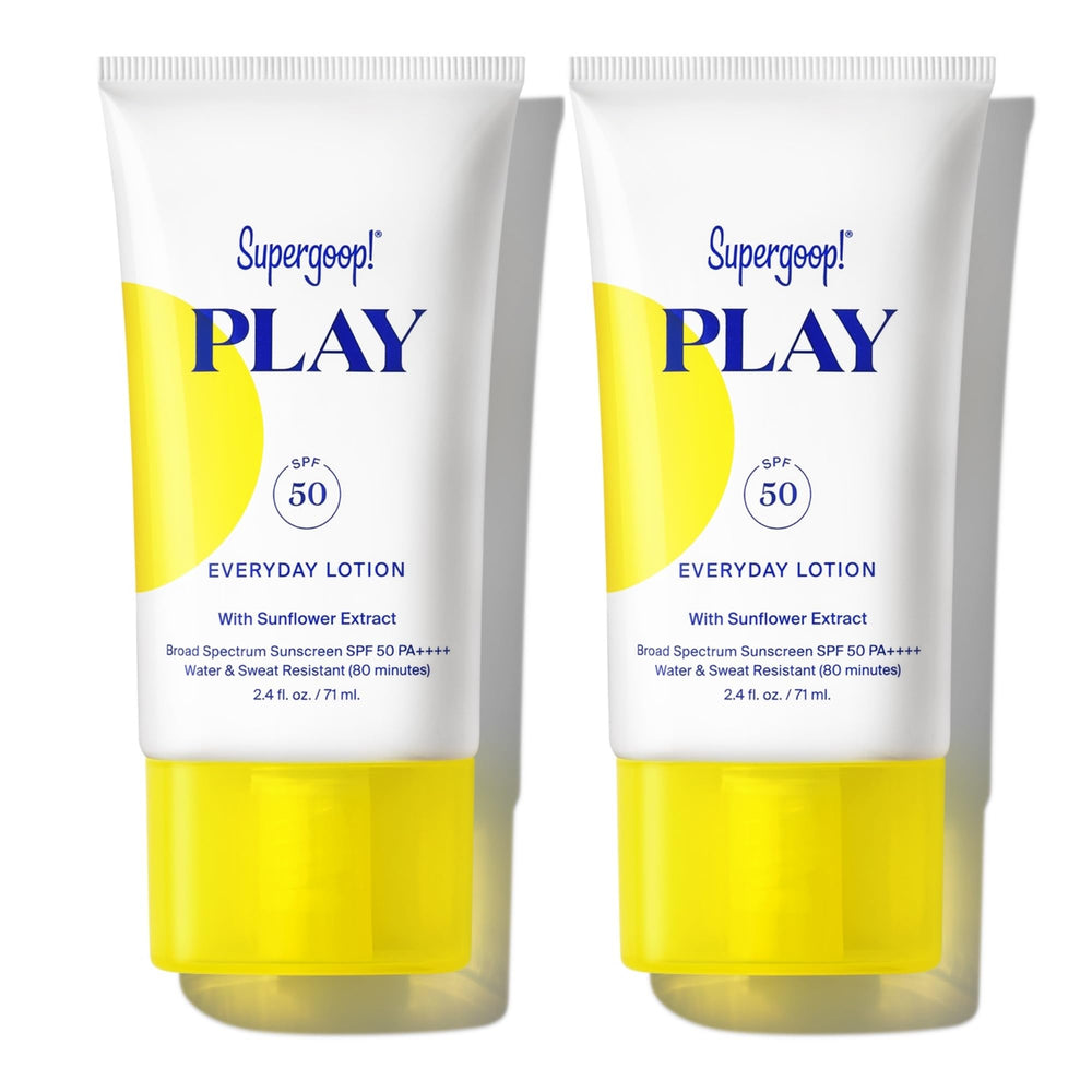 Supergoop PLAY Everyday Lotion SPF 50 front view, lightweight sunscreen for face and body