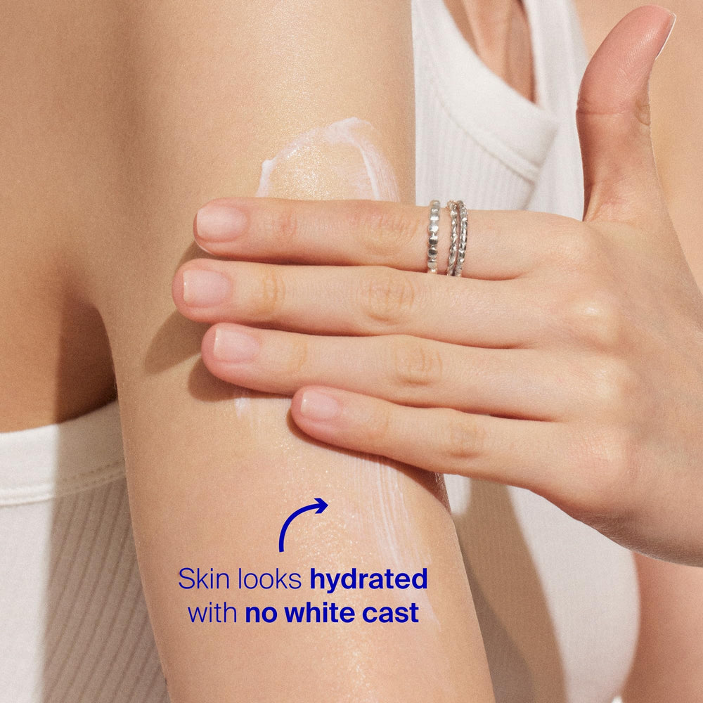 Supergoop! Play Everyday SPF 30 lotion shows no white cast on skin.