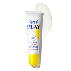 Supergoop! PLAY Lip Balm Acai tube showing SPF 30 protection and hydration.