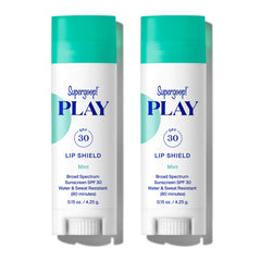 Supergoop Play Lip Shield Mint packaging shows SPF 30 protection for lips