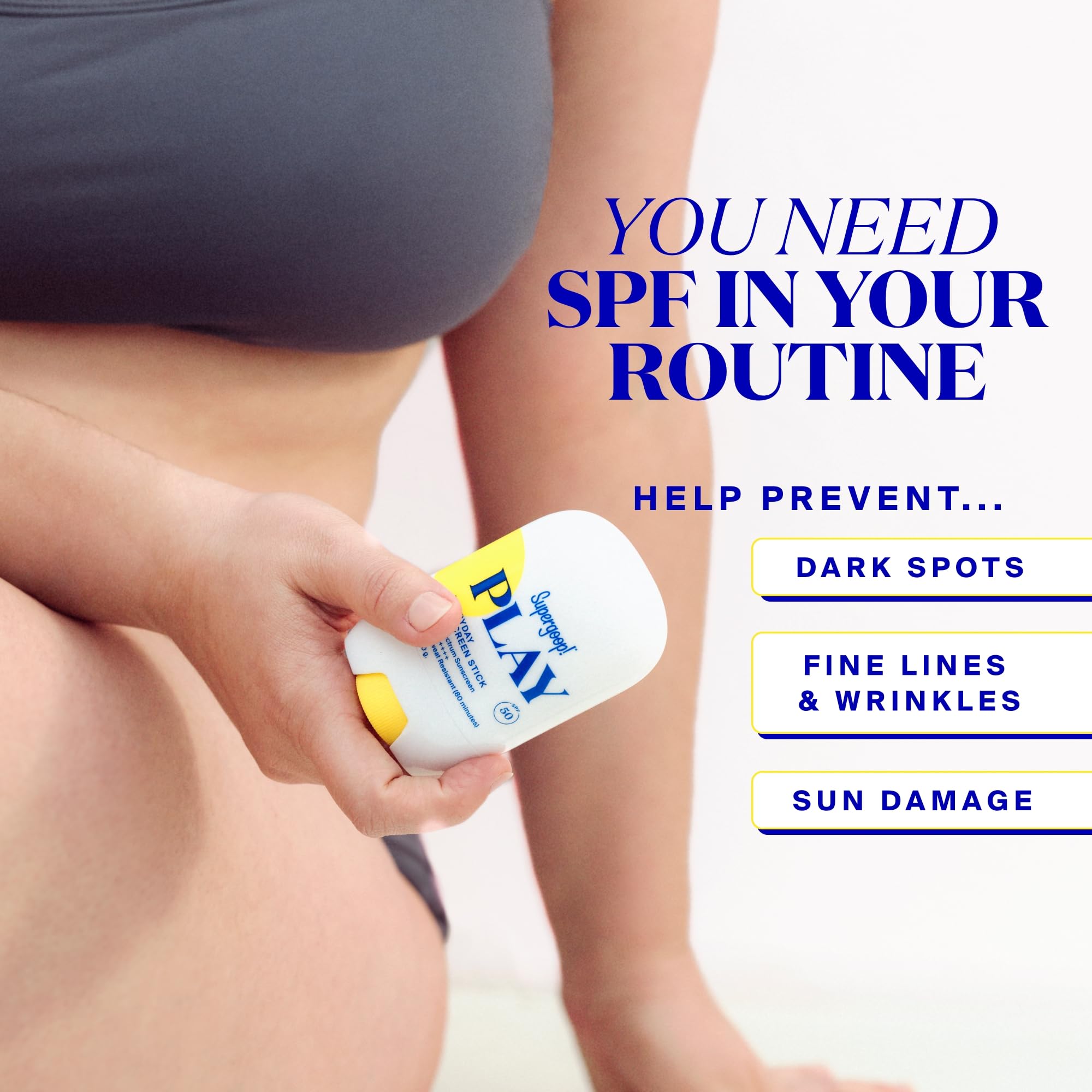 Supergoop! Play Stick fragrance-free design ensures gentle wear on sensitive skin.